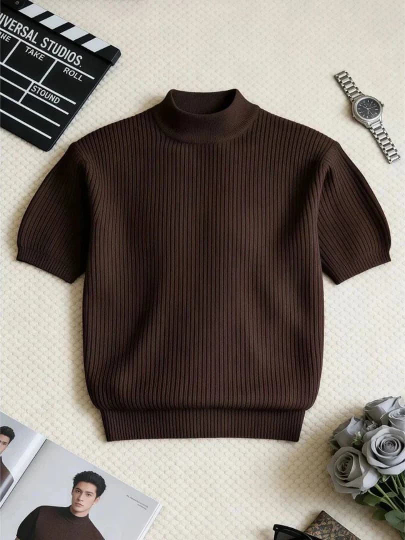 Ribbed Mock-Neck