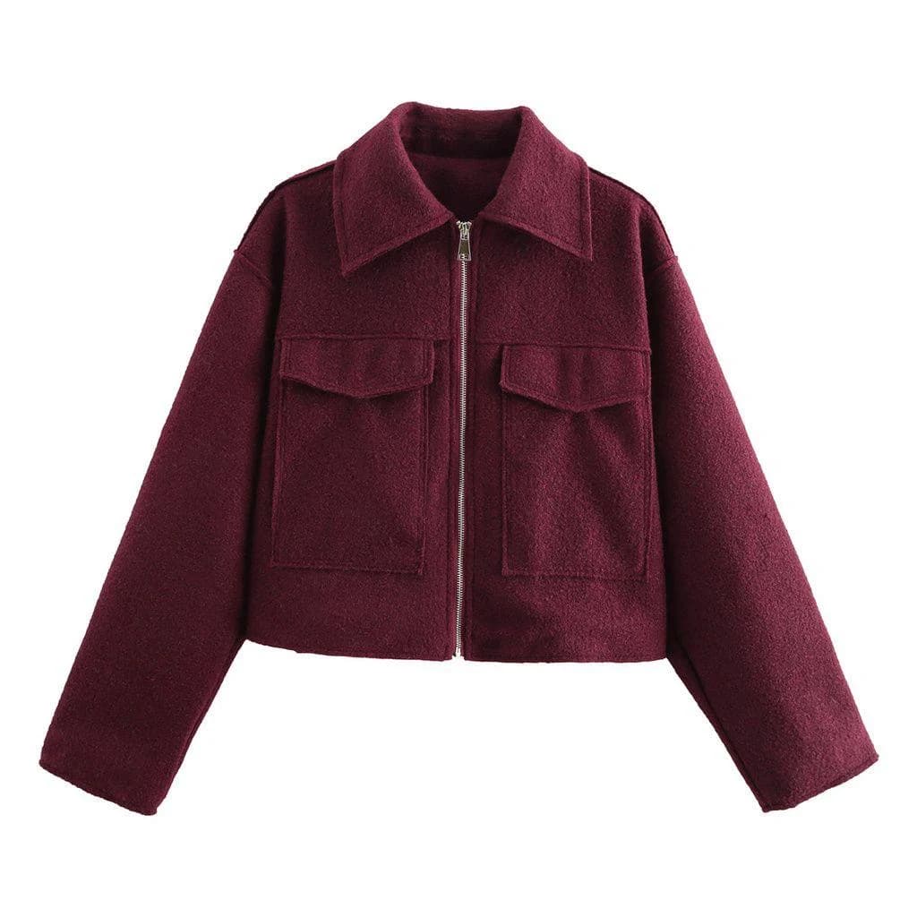 Cropped Wool Zip Jacket