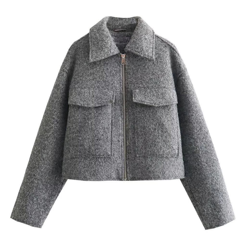 Cropped Wool Zip Jacket