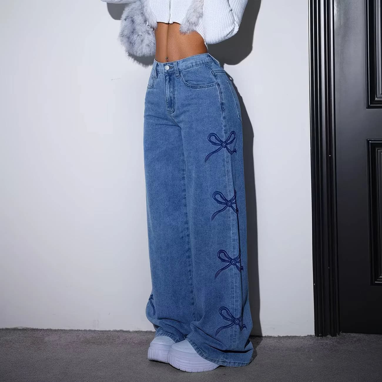 Navy Ribbon Baggy Fit