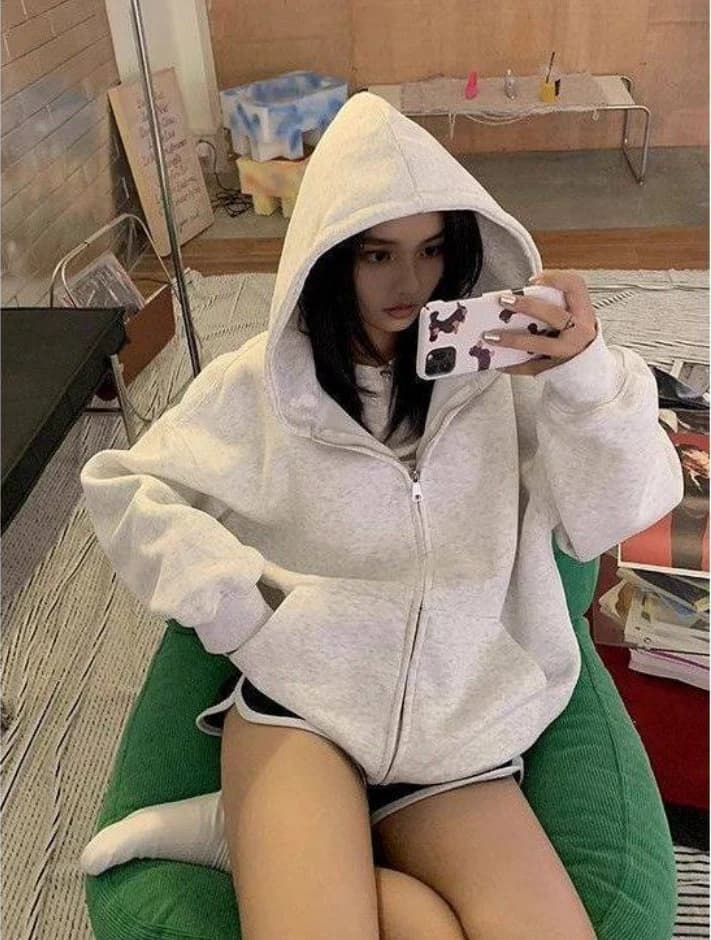 Ash Oversize Zip Hoodie