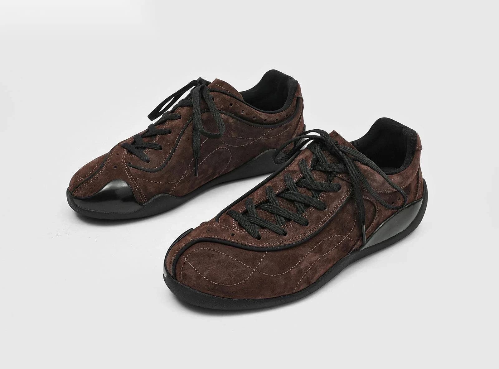 Charcoal Gloss-Toe Sneakers