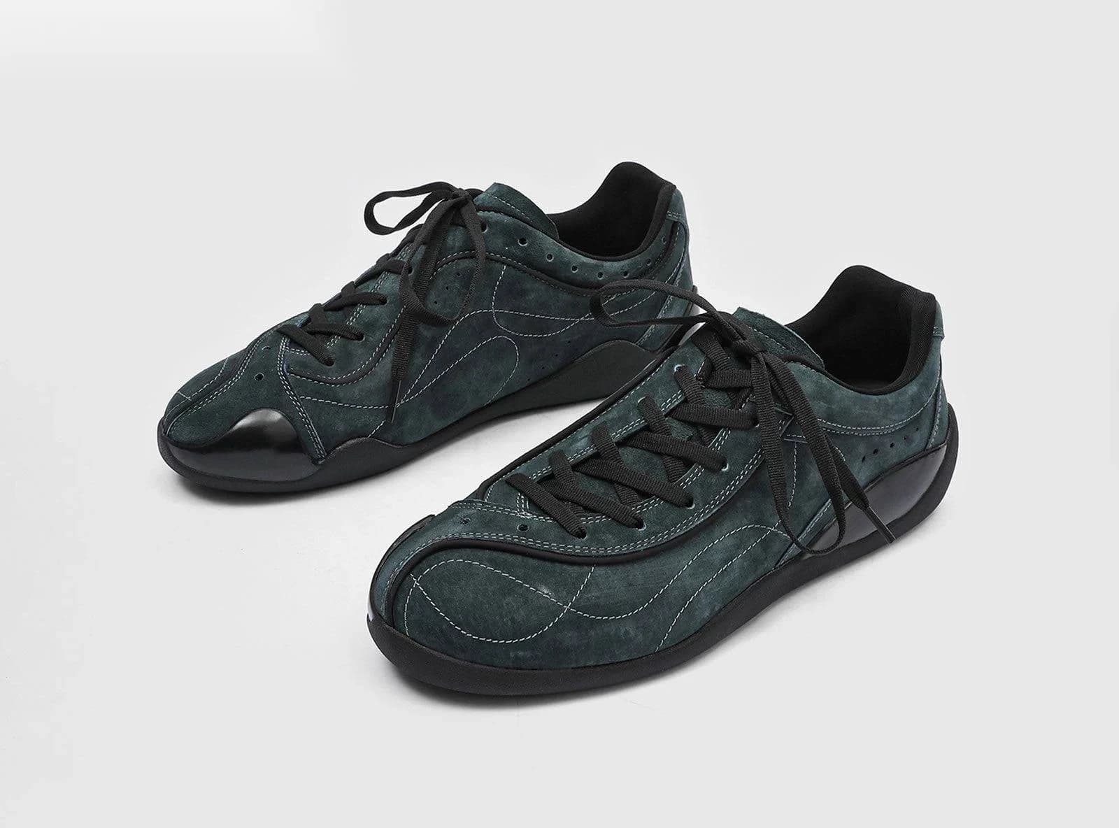 Charcoal Gloss-Toe Sneakers