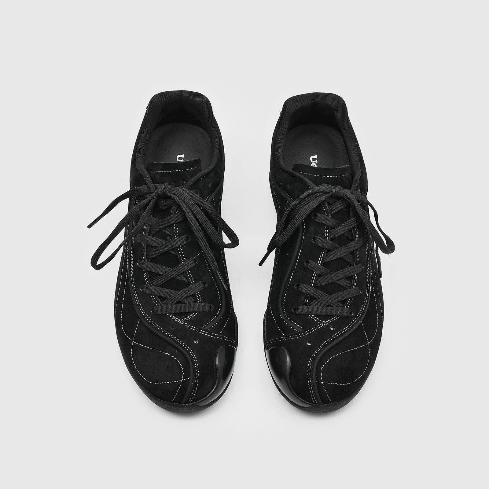 Charcoal Gloss-Toe Sneakers
