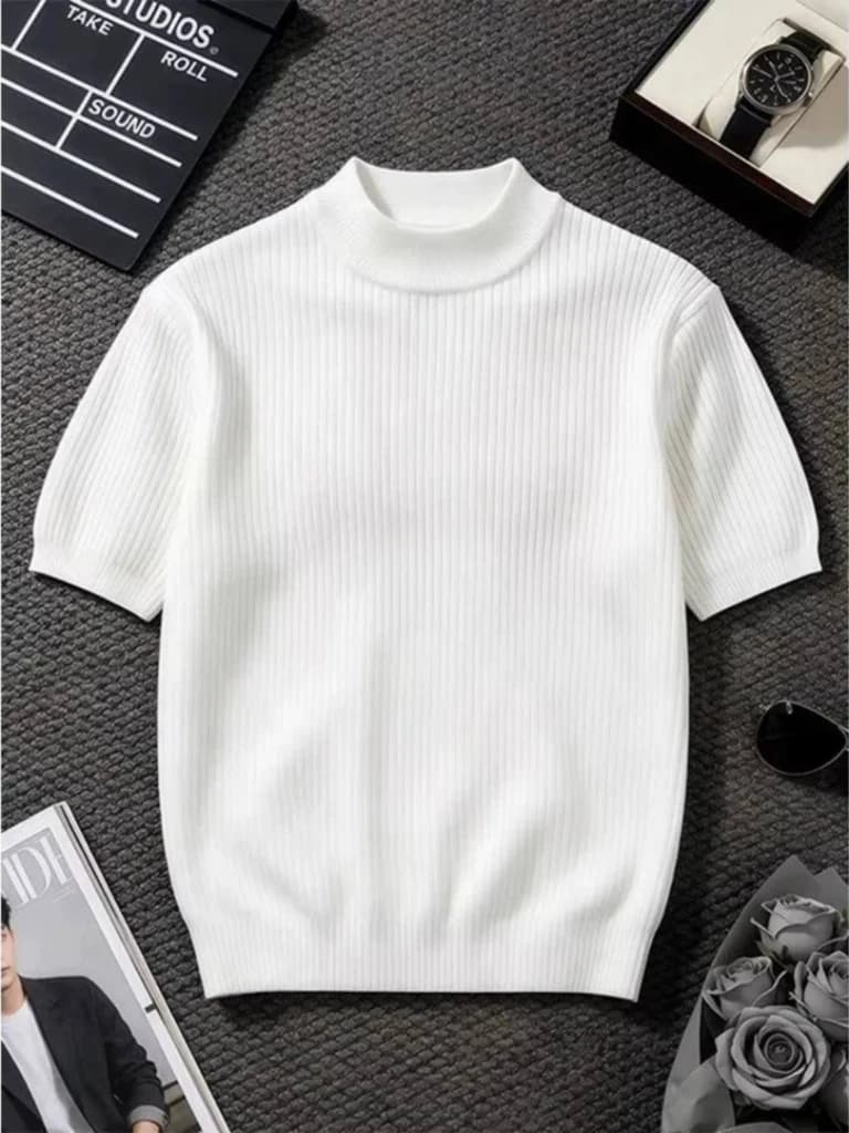 Ribbed Mock-Neck