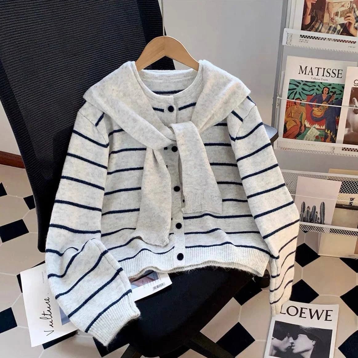 Stripe Scarf Cardigan