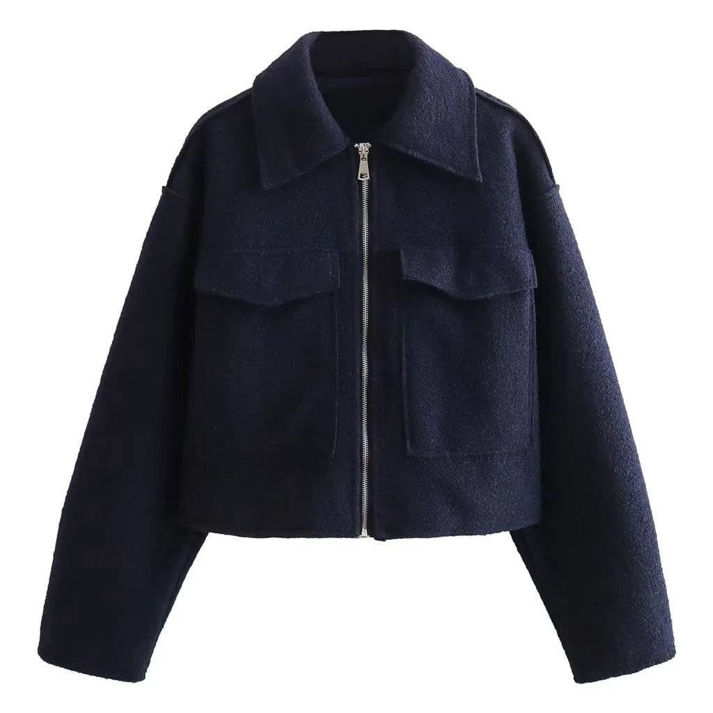 Cropped Wool Zip Jacket