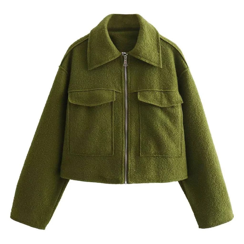 Cropped Wool Zip Jacket