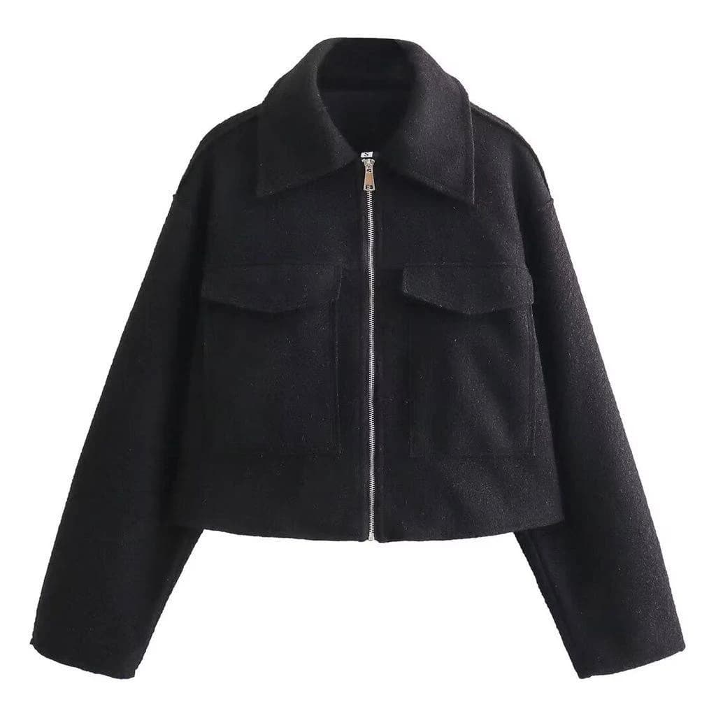 Cropped Wool Zip Jacket